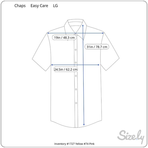 Chaps Men’s L Cotton Poly Easy Care Short Sleeve Button up Pocket Purple Pink Pl - Picture 3 of 6